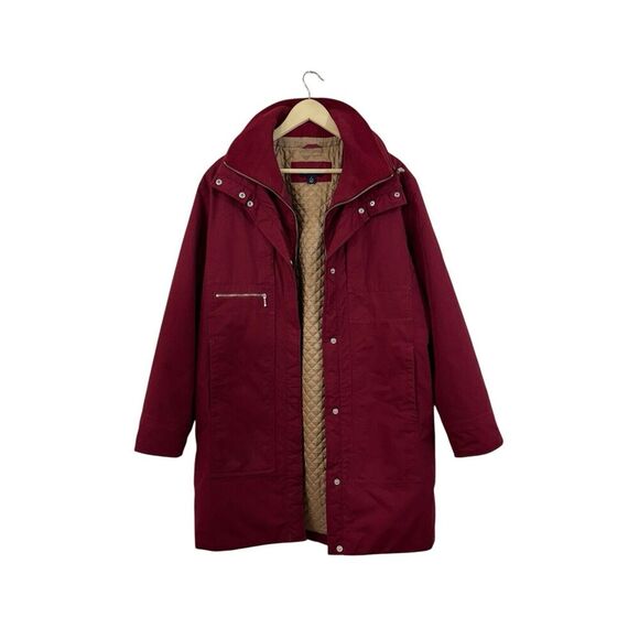Lands' End Large Jacket Red Long Length Heavyweight Winter Coat Womens - Picture 1 of 13